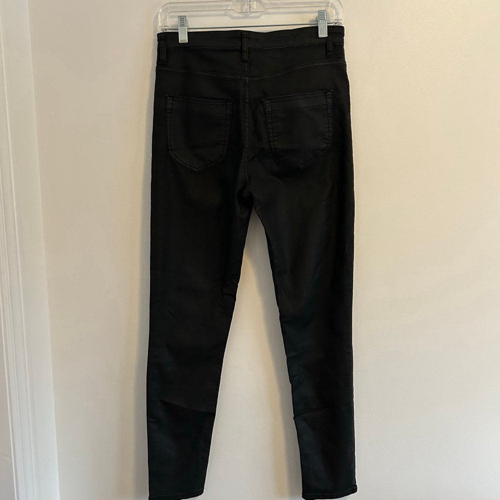 REISS Black Coated Skinny Jeans Size 29 | Faux Leather High Rise - Picture 9 of 13